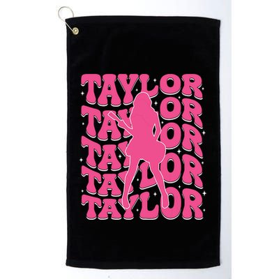 Girl Retro Taylor First Name Personalized Groovy 80s Golf Towel