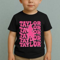 Girl Retro Taylor First Name Personalized Groovy 80s Toddler T-Shirt