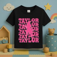Girl Retro Taylor First Name Personalized Groovy 80s Toddler T-Shirt