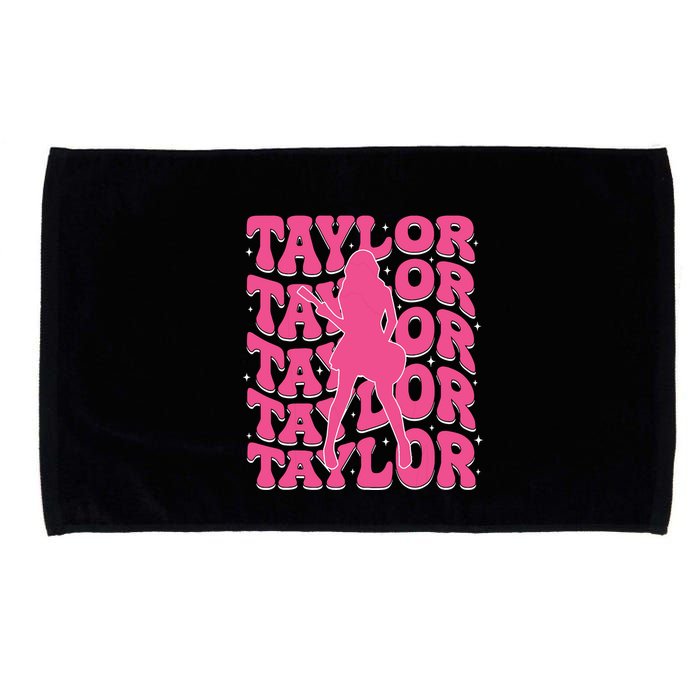 Girl Retro Taylor First Name Personalized Groovy 80s Microfiber Hand Towel