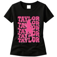 Girl Retro Taylor First Name Personalized Groovy 80s Womens T-Shirt