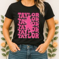 Girl Retro Taylor First Name Personalized Groovy 80s Womens T-Shirt