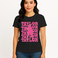Girl Retro Taylor First Name Personalized Groovy 80s Womens T-Shirt