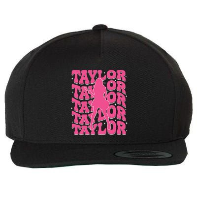 Girl Retro Taylor First Name Personalized Groovy 80s Wool Snapback Cap