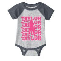 Girl Retro Taylor First Name Personalized Groovy 80s Infant Baby Jersey Bodysuit