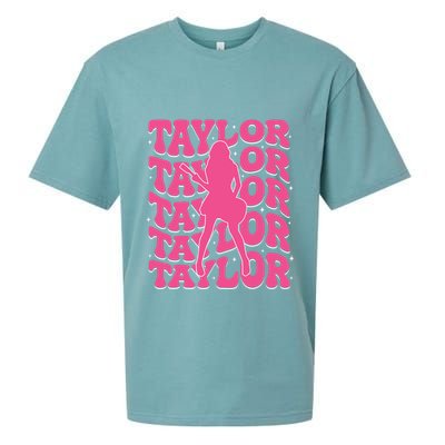 Girl Retro Taylor First Name Personalized Groovy 80s Sueded Cloud Jersey T-Shirt