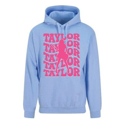 Girl Retro Taylor First Name Personalized Groovy 80s Unisex Surf Hoodie