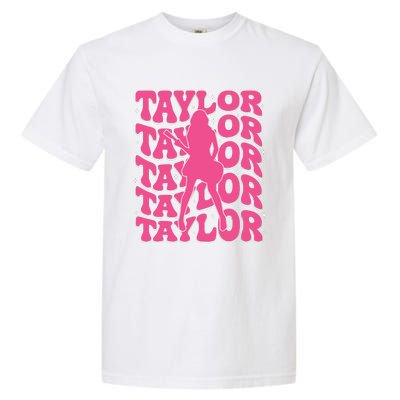 Girl Retro Taylor First Name Personalized Groovy 80s Garment-Dyed Heavyweight T-Shirt