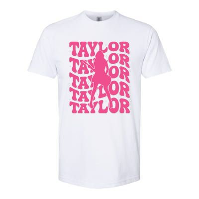 Girl Retro Taylor First Name Personalized Groovy 80s Softstyle CVC T-Shirt