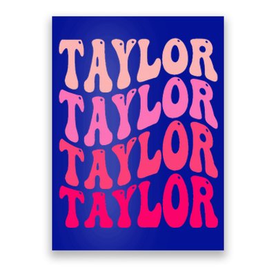 Girl Retro TAYLOR First Name Personalized Groovy Birthday Poster