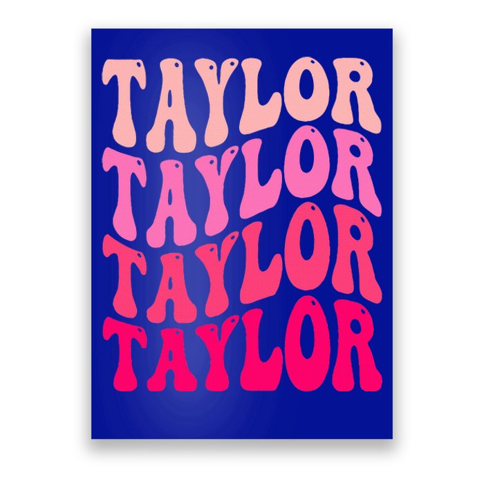 Girl Retro TAYLOR First Name Personalized Groovy Birthday Poster