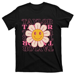 Girl Retro Taylor Personalized Groovy Birthday T-Shirt