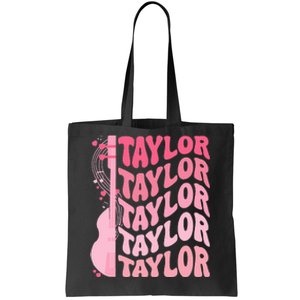 Girl Retro Taylor First Name Personalized Groovy 80S Tote Bag