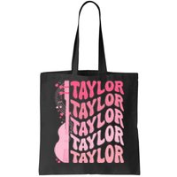 Girl Retro Taylor First Name Personalized Groovy 80S Tote Bag