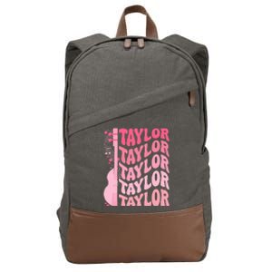 Girl Retro Taylor First Name Personalized Groovy 80S Cotton Canvas Backpack