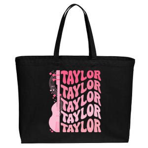 Girl Retro Taylor First Name Personalized Groovy 80S Cotton Canvas Jumbo Tote