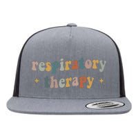 Groovy Respiratory Therapy RT therapist funny RT Care Week Flat Bill Trucker Hat