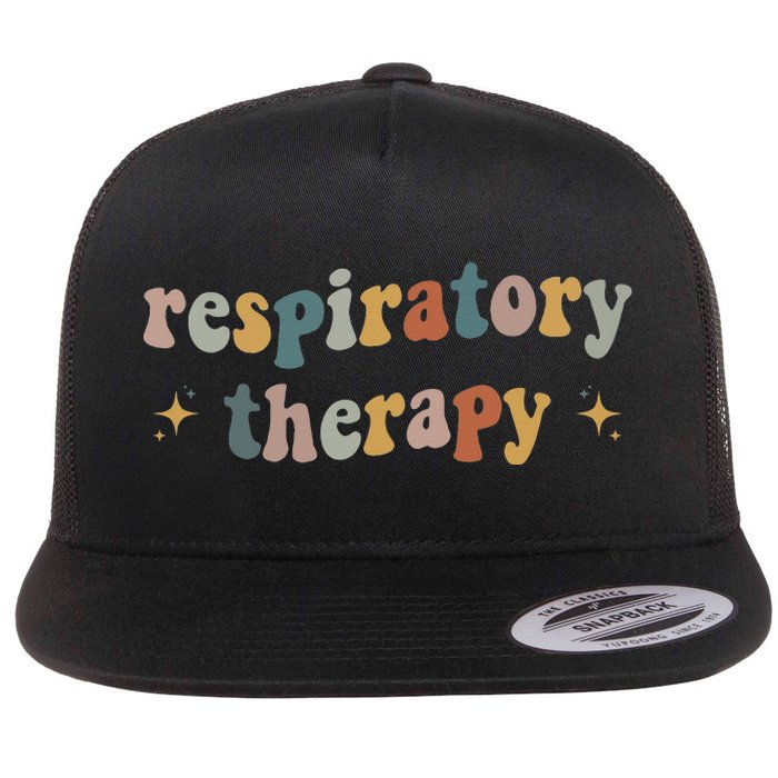 Groovy Respiratory Therapy RT therapist funny RT Care Week Flat Bill Trucker Hat