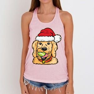 Golden Retriever Tennis Ball Christmas Pajama Dog Puppy Xmas Gift Women's Knotted Racerback Tank