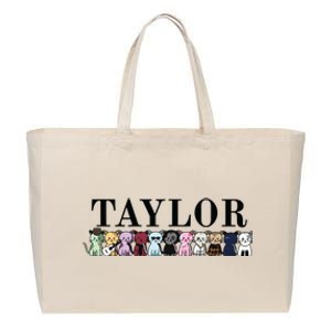 Girl Retro Taylor First Name Cat Kittens Personalized Groovy Cotton Canvas Jumbo Tote