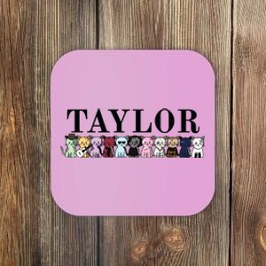 Girl Retro Taylor First Name Cat Kittens Personalized Groovy Coaster