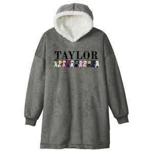 Girl Retro Taylor First Name Cat Kittens Personalized Groovy Hooded Wearable Blanket