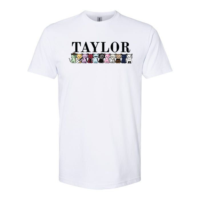 Girl Retro Taylor First Name Cat Kittens Personalized Groovy Softstyle CVC T-Shirt