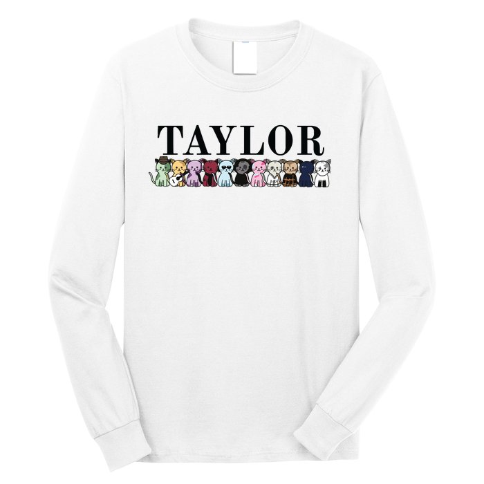 Girl Retro Taylor First Name Cat Kittens Personalized Groovy Long Sleeve Shirt