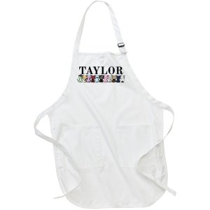 Girl Retro Taylor First Name Cat Kittens Personalized Groovy Full-Length Apron With Pockets