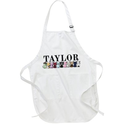 Girl Retro Taylor First Name Cat Kittens Personalized Groovy Full-Length Apron With Pockets