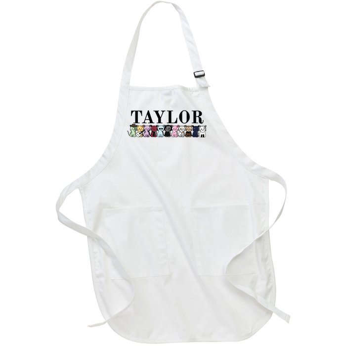 Girl Retro Taylor First Name Cat Kittens Personalized Groovy Full-Length Apron With Pockets