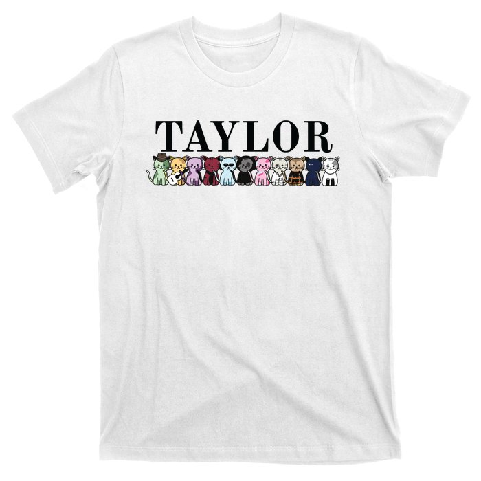 Girl Retro Taylor First Name Cat Kittens Personalized Groovy T-Shirt