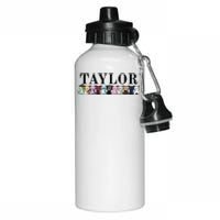 Girl Retro Taylor First Name Cat Kittens Personalized Groovy Aluminum Water Bottle