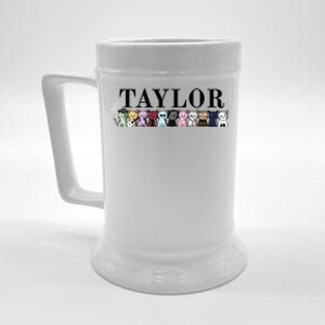 Girl Retro Taylor First Name Cat Kittens Personalized Groovy Beer Stein