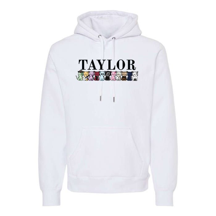 Girl Retro Taylor First Name Cat Kittens Personalized Groovy Premium Hoodie