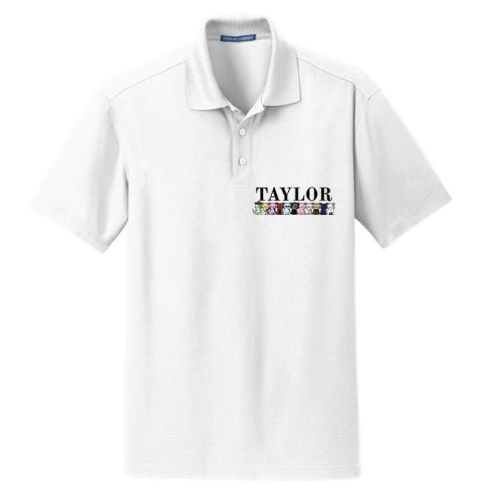 Girl Retro Taylor First Name Cat Kittens Personalized Groovy Dry Zone Grid Polo