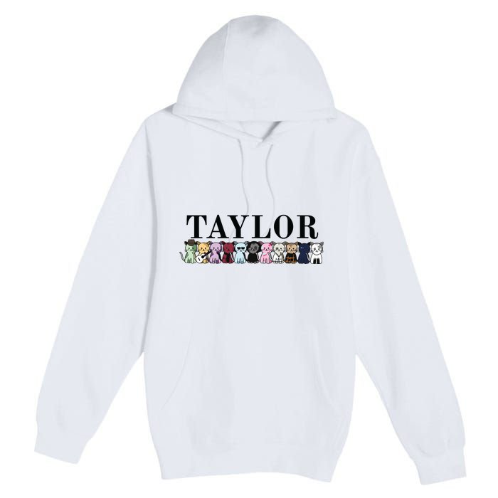 Girl Retro Taylor First Name Cat Kittens Personalized Groovy Premium Pullover Hoodie