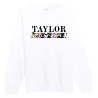 Girl Retro Taylor First Name Cat Kittens Personalized Groovy Premium Crewneck Sweatshirt