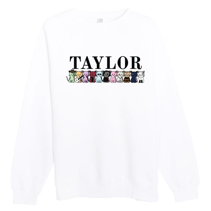 Girl Retro Taylor First Name Cat Kittens Personalized Groovy Premium Crewneck Sweatshirt