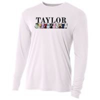 Girl Retro Taylor First Name Cat Kittens Personalized Groovy Cooling Performance Long Sleeve Crew