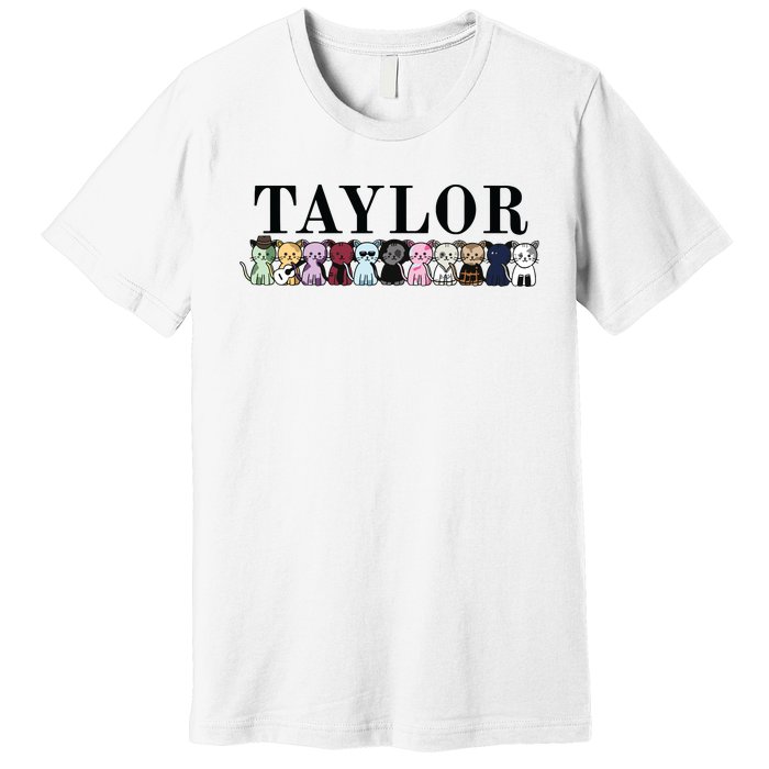 Girl Retro Taylor First Name Cat Kittens Personalized Groovy Premium T-Shirt