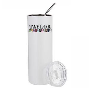 Girl Retro Taylor First Name Cat Kittens Personalized Groovy Stainless Steel Tumbler