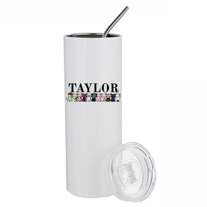 Girl Retro Taylor First Name Cat Kittens Personalized Groovy Stainless Steel Tumbler