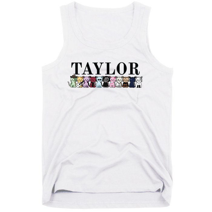 Girl Retro Taylor First Name Cat Kittens Personalized Groovy Tank Top