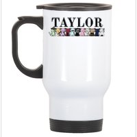 Girl Retro Taylor First Name Cat Kittens Personalized Groovy Stainless Steel Travel Mug