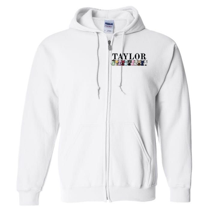 Girl Retro Taylor First Name Cat Kittens Personalized Groovy Full Zip Hoodie