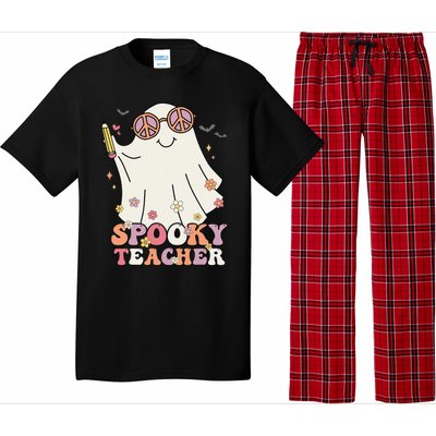 Groovy Retro Trick Or Treat Spooky Ghost Halloween Teacher Pajama Set