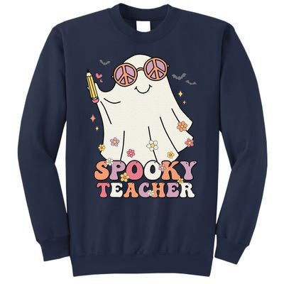 Groovy Retro Trick Or Treat Spooky Ghost Halloween Teacher Sweatshirt