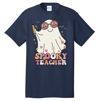 Groovy Retro Trick Or Treat Spooky Ghost Halloween Teacher Tall T-Shirt