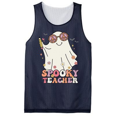 Groovy Retro Trick Or Treat Spooky Ghost Halloween Teacher Mesh Reversible Basketball Jersey Tank